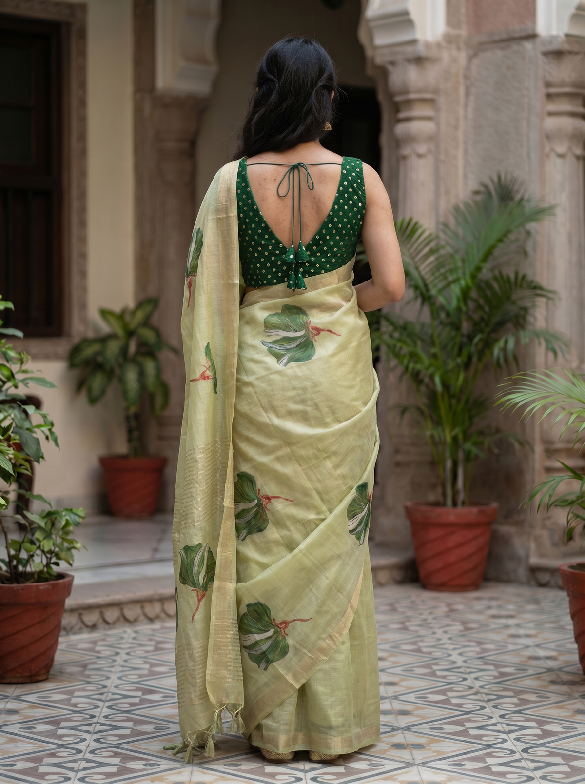 Ivory colored Chiffon saree