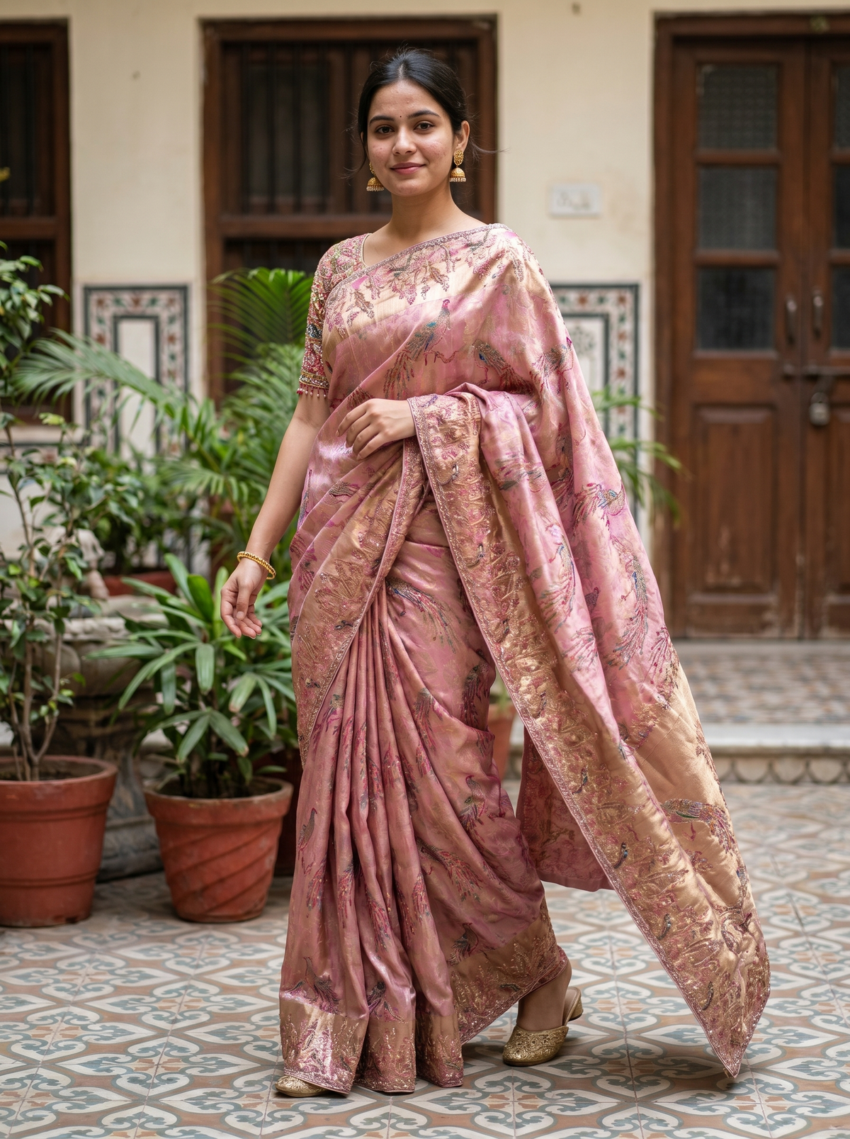 Dusty Rose Designer silk saree SE315195