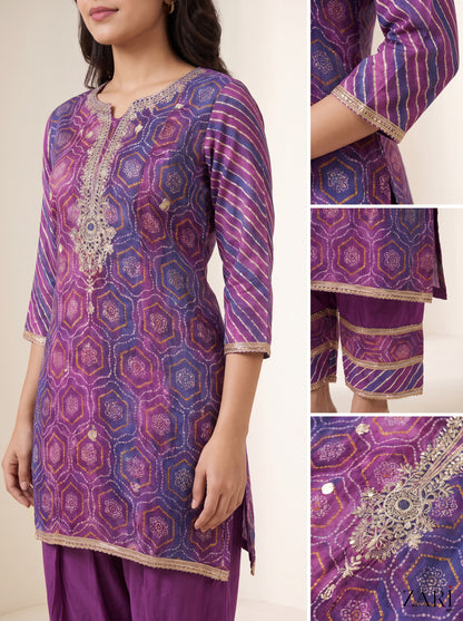 Royal Purple Bandhani Salwar Set