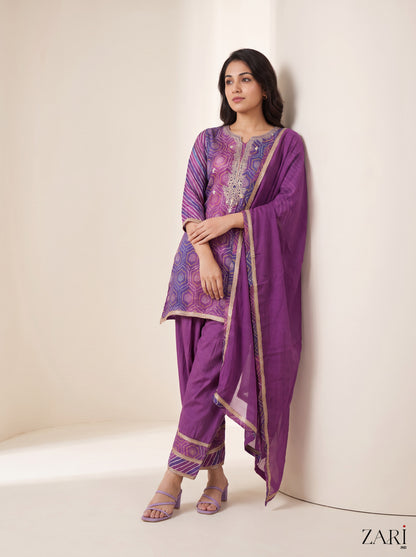 Royal Purple Bandhani Salwar Set