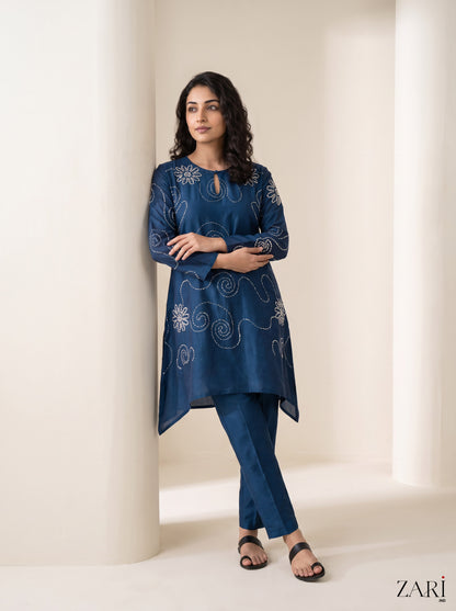 Blue Embroidered Kurta Set