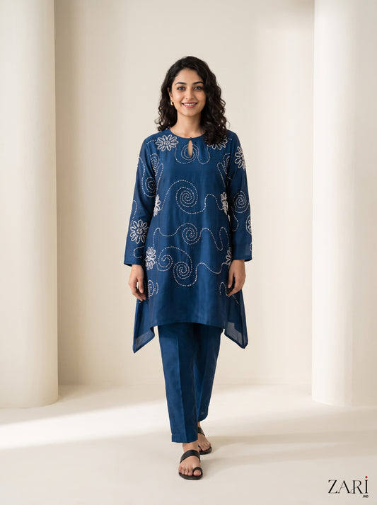 Blue Embroidered Kurta Set