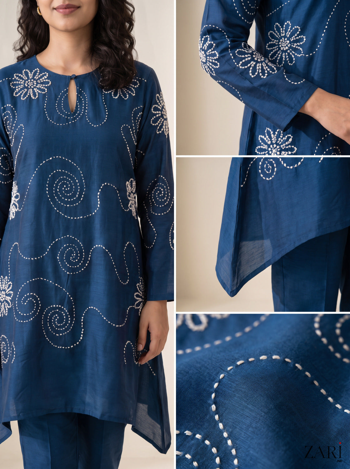 Blue Embroidered Kurta Set
