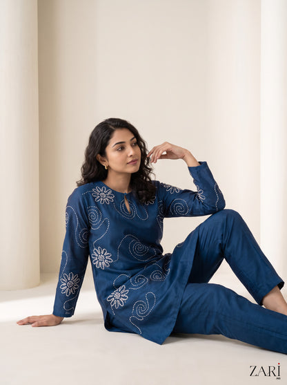 Blue Embroidered Kurta Set