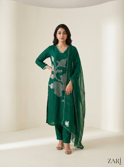 Emerald Floral Embroidered Kurta Set
