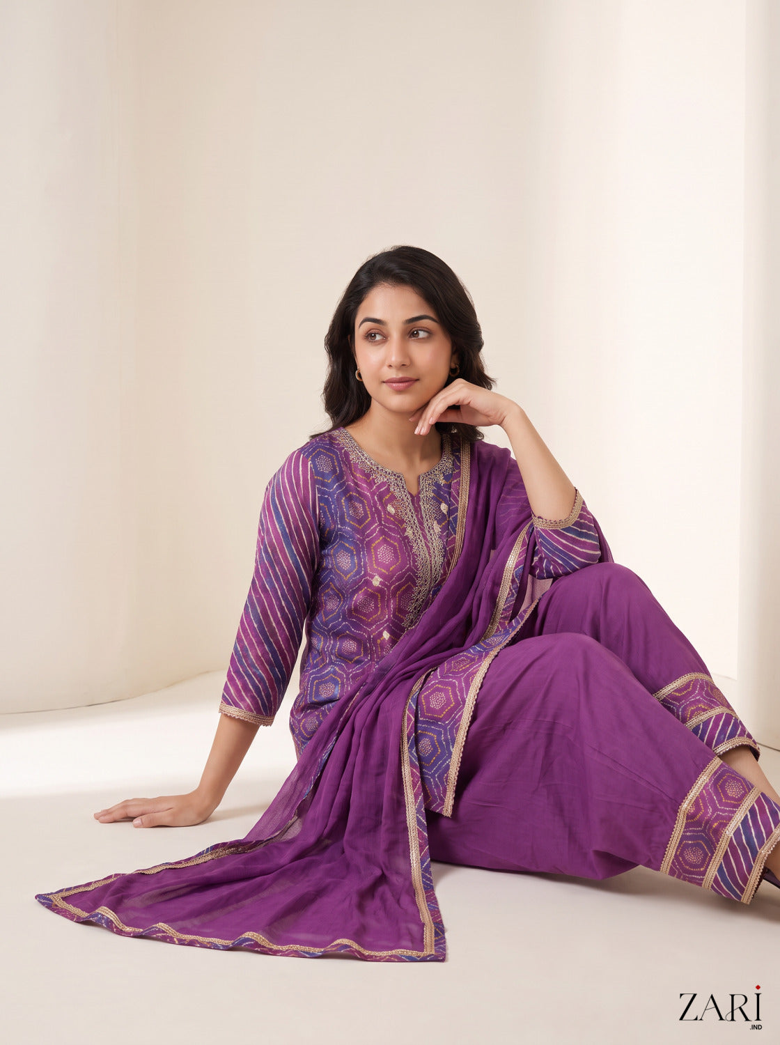 Royal Purple Bandhani Salwar Set