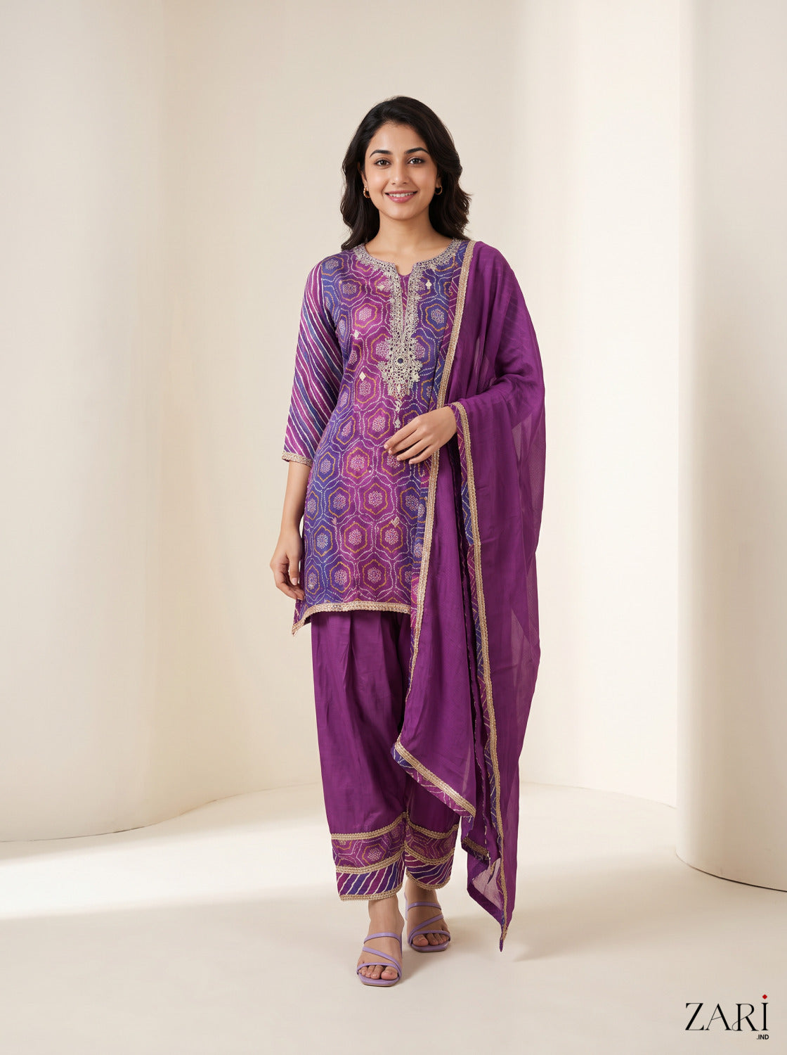 Royal Purple Bandhani Salwar Set