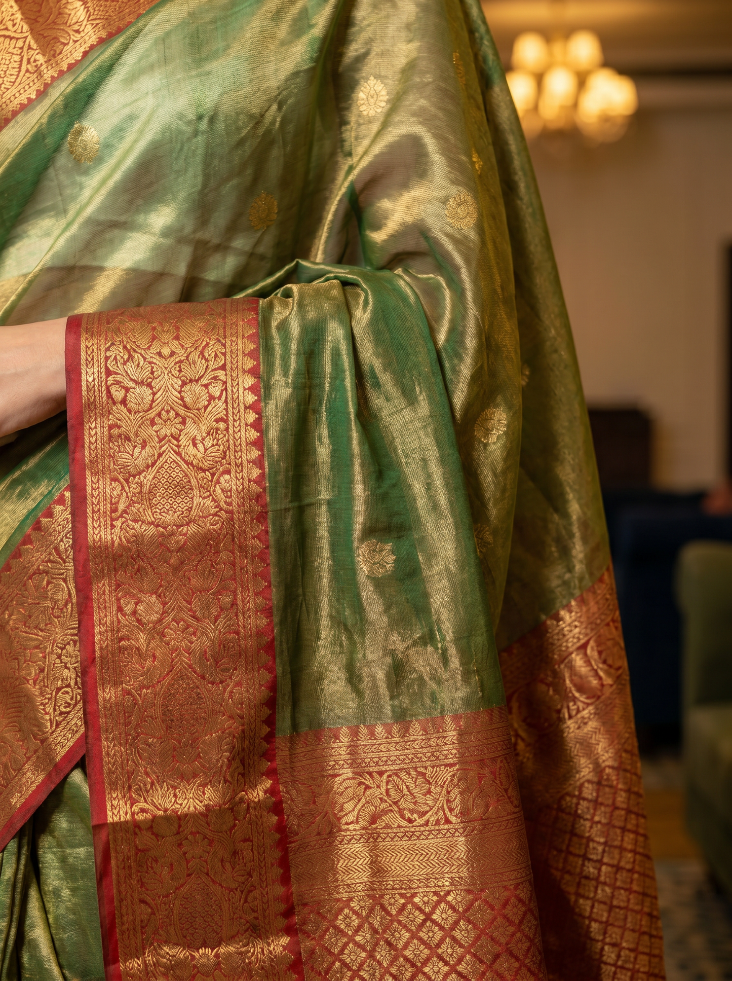 Olive Green Silk Saree