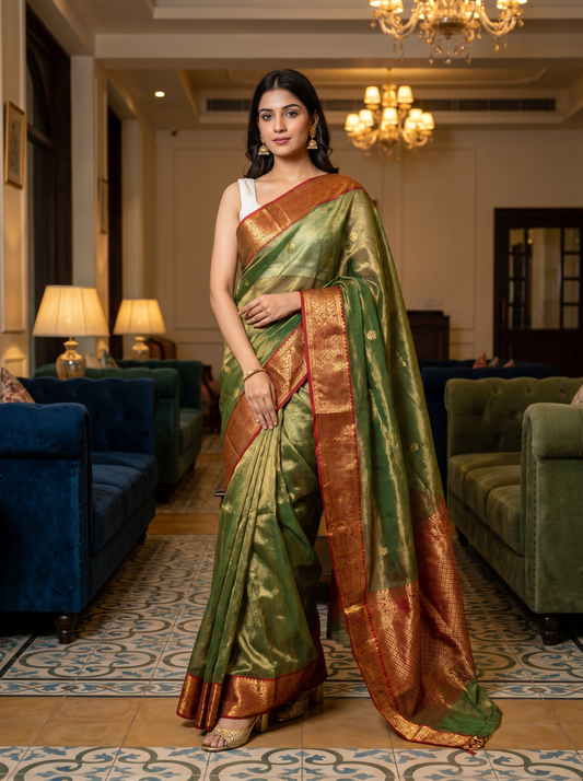 Olive Green Silk Saree