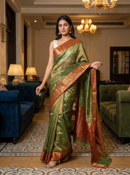 Olive Green Silk Saree
