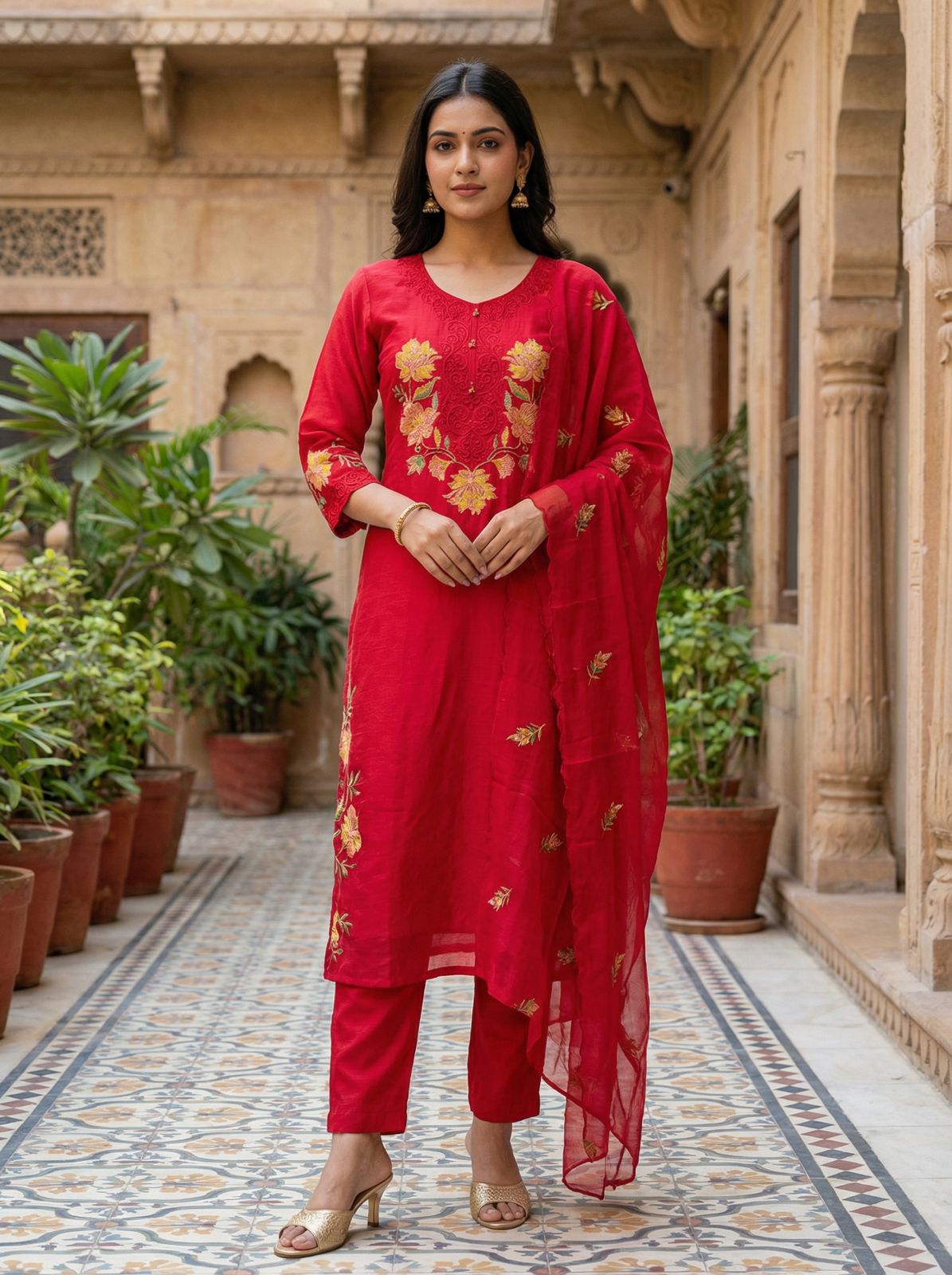 The Gul-Sura Silk Suit with Hand-Aarya Embroidery 12791