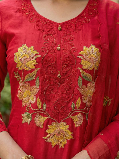 The Gul-Sura Silk Suit with Hand-Aarya Embroidery 12791