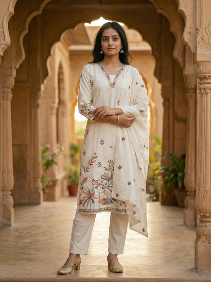 Rich Cream Kurta set & Dupatta 13090-3