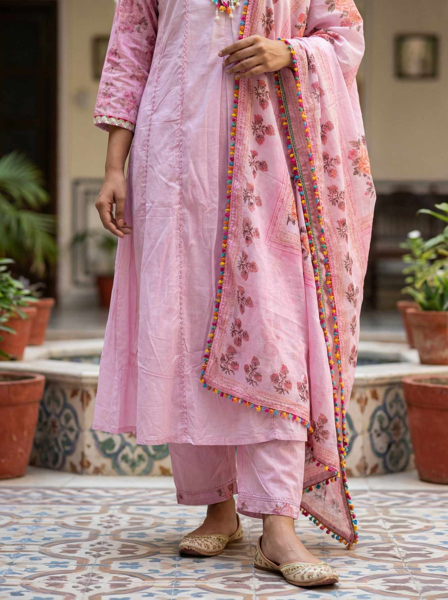 Cotton Candy Kurta with Trousers & Dupatta 12616