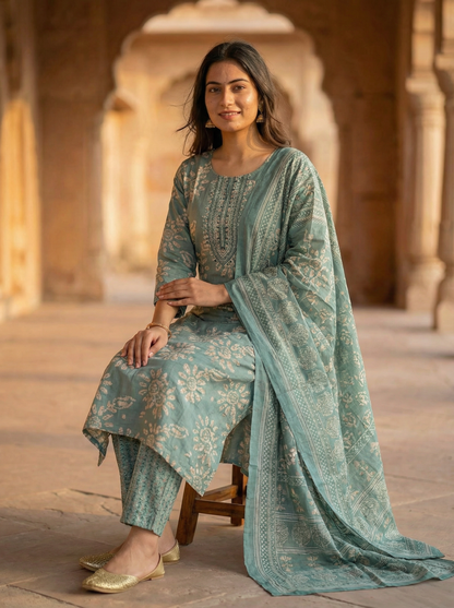 IceBerg Blue Kurta with Trousers & Dupatta 12905