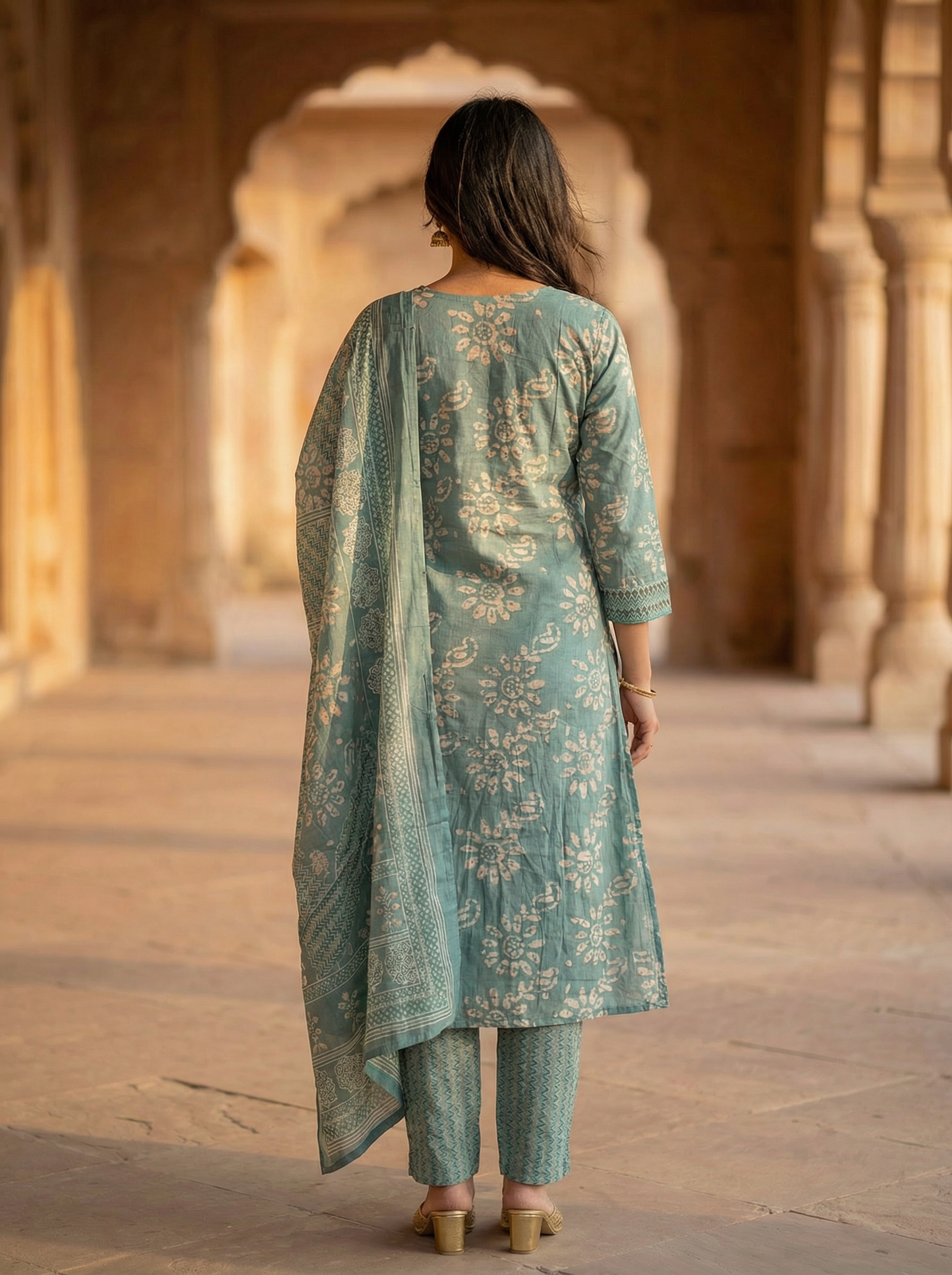IceBerg Blue Kurta with Trousers & Dupatta 12905