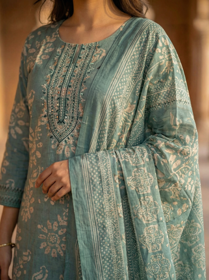 IceBerg Blue Kurta with Trousers & Dupatta 12905
