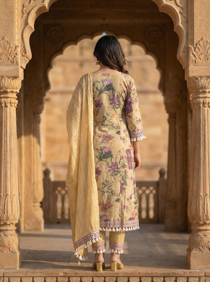 Morning Light Minimal Embroidered Straight Kurta with Trousers & Dupatta