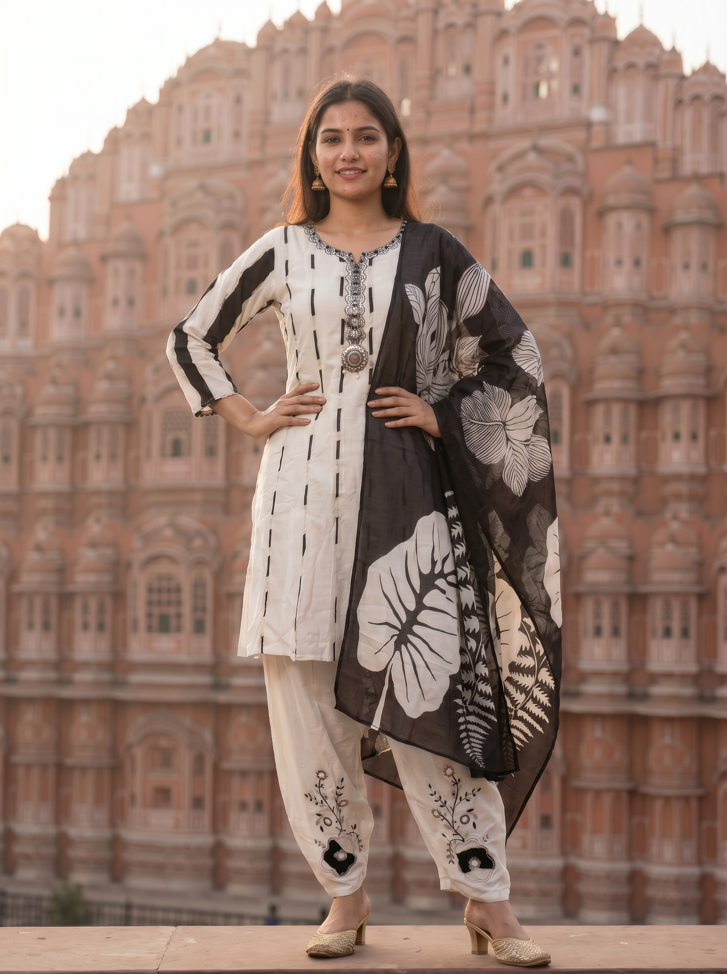 Dual Tone contrast Kurta set 12770