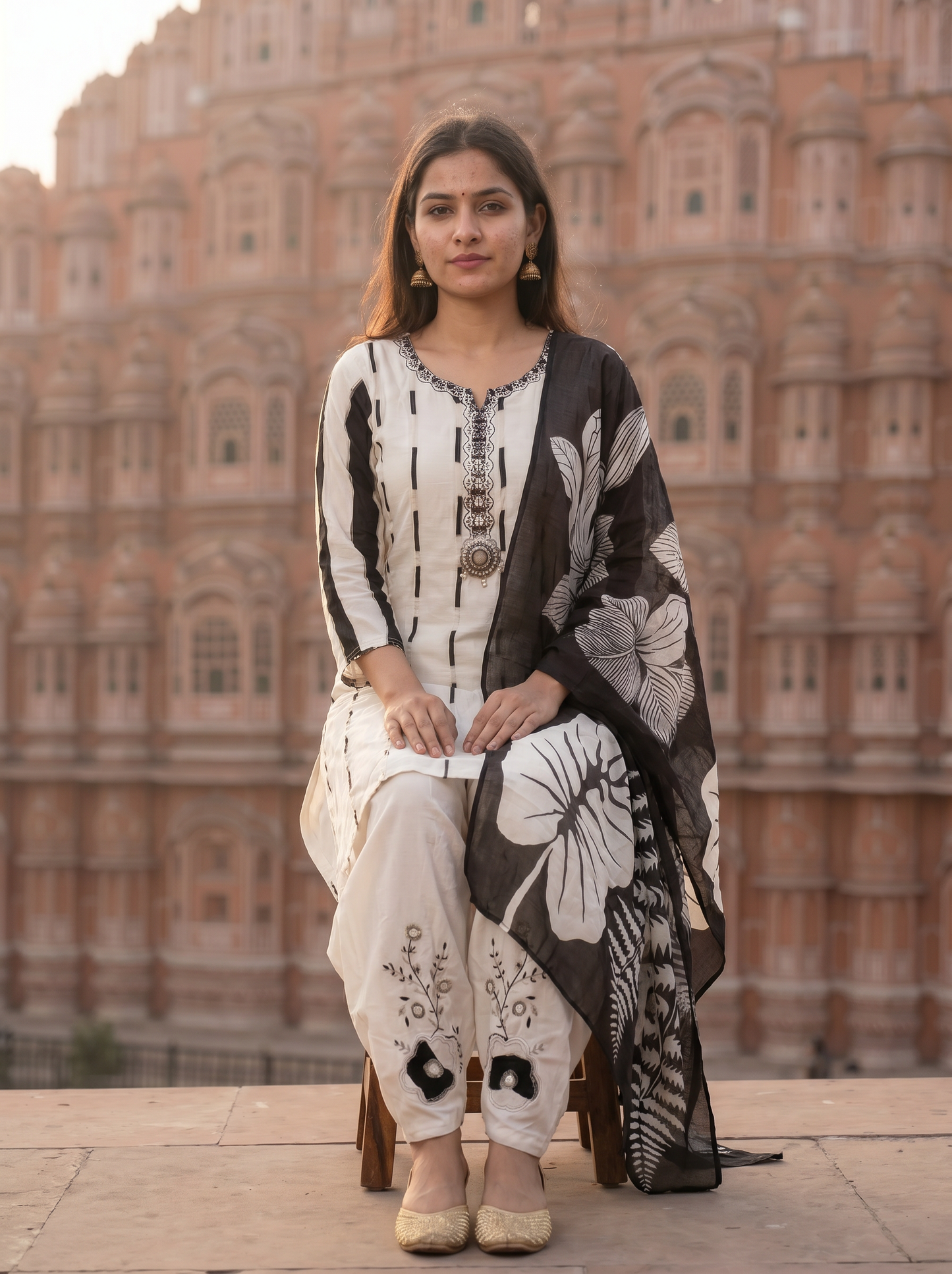 Dual Tone contrast Kurta set 12770