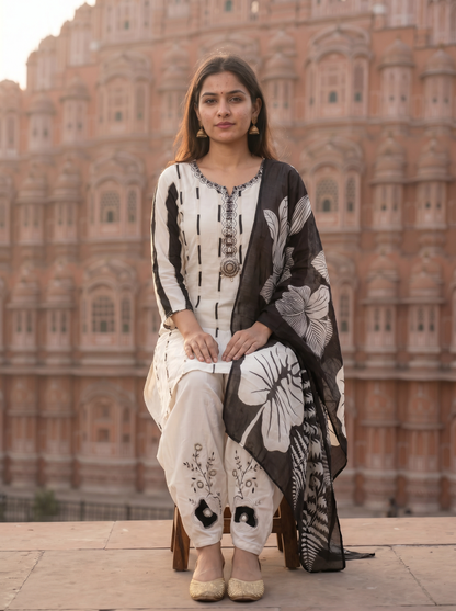 Dual Tone contrast Kurta set 12770