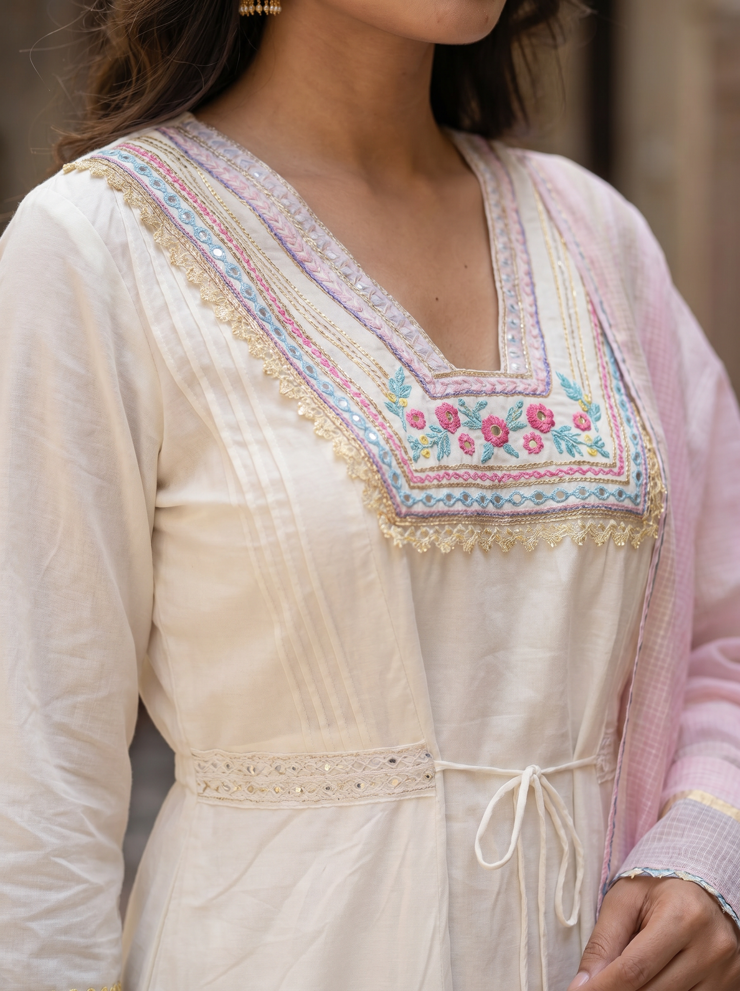 Cool Cotton Straight Kurta with Trousers & Dupatta 12621