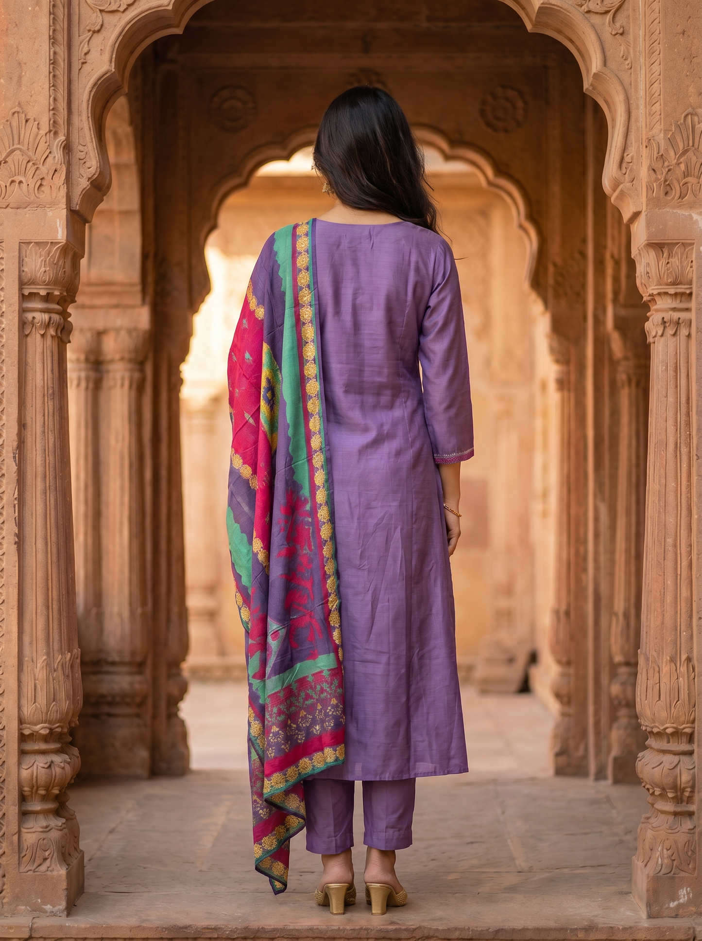 Lilac Lavender Silk kurta set with Dupatta  12769