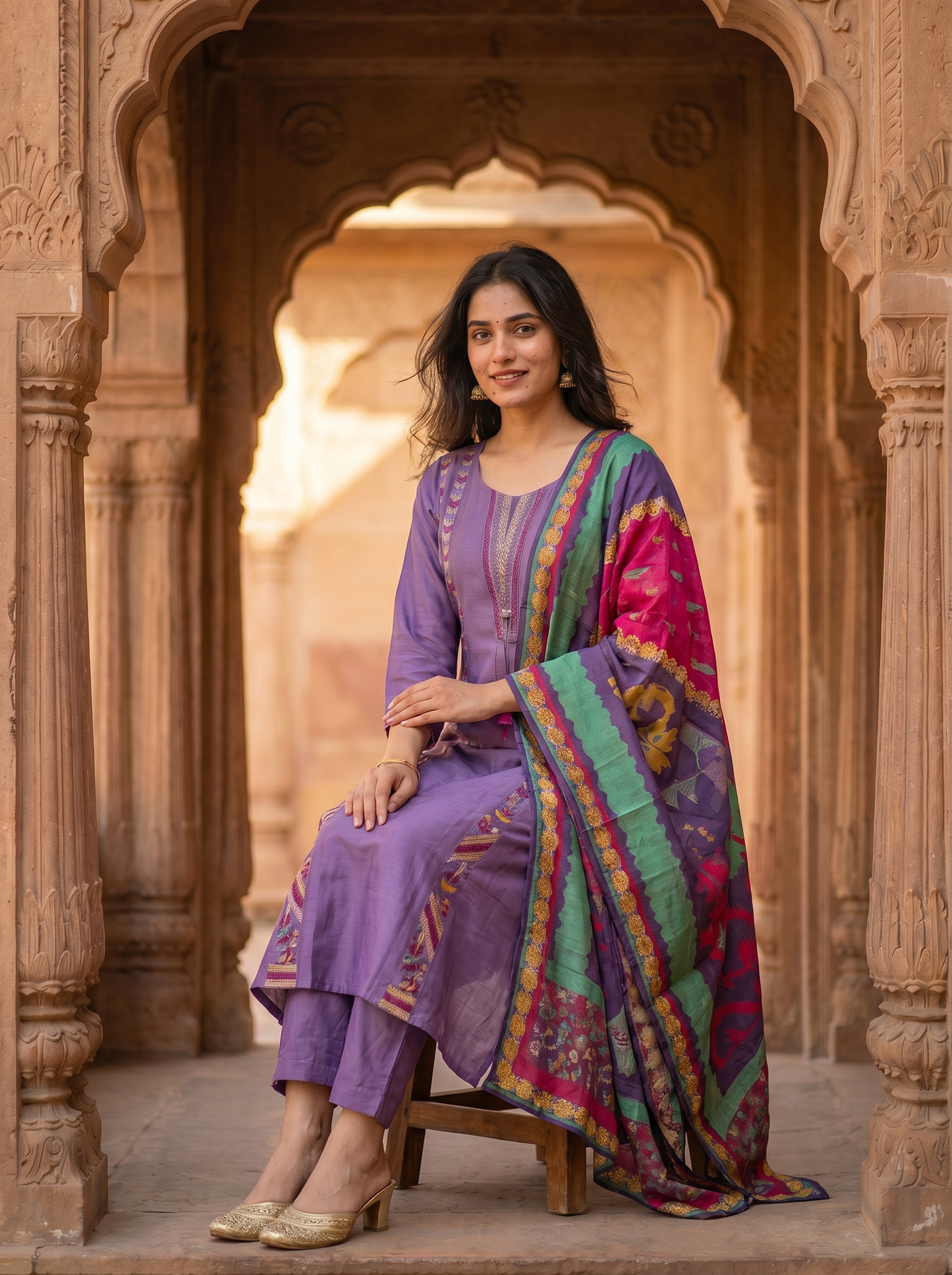 Lilac Lavender Silk kurta set with Dupatta  12769