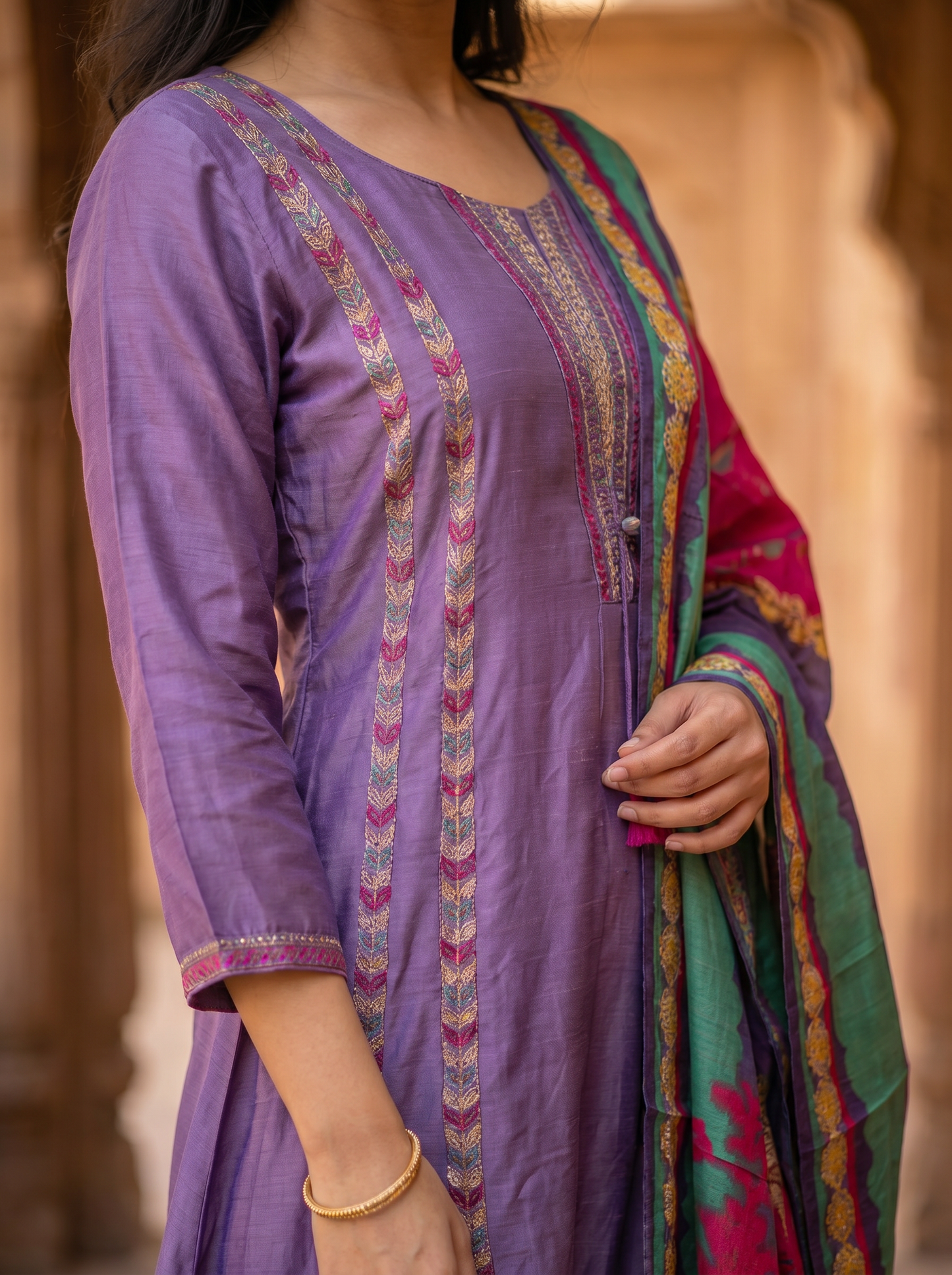 Lilac Lavender Silk kurta set with Dupatta  12769