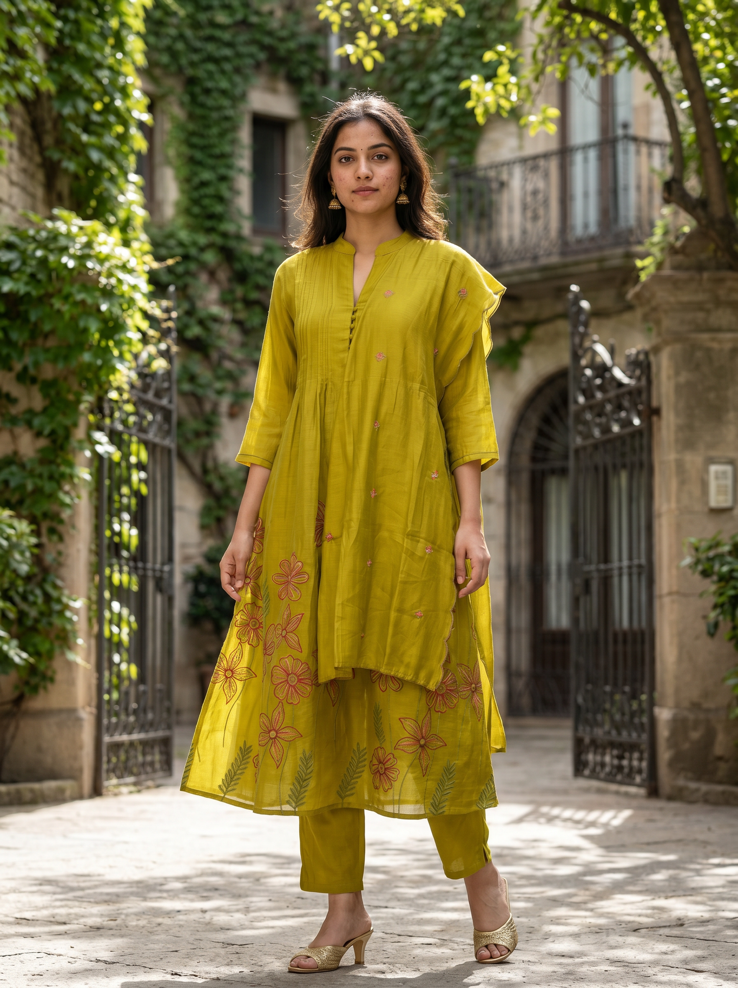 Lime Green kurta set with Dupatta 13036