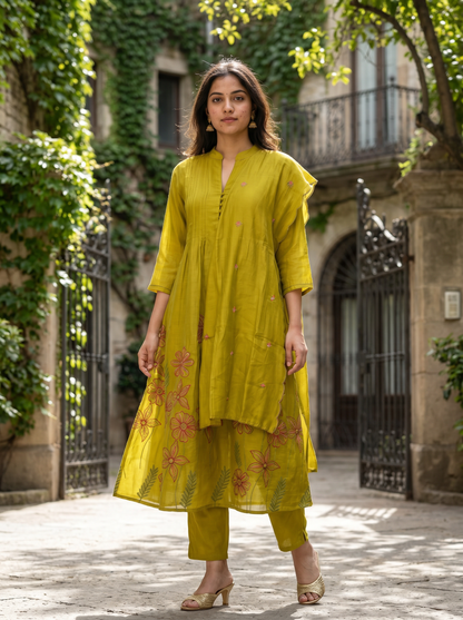 Lime Green kurta set with Dupatta 13036