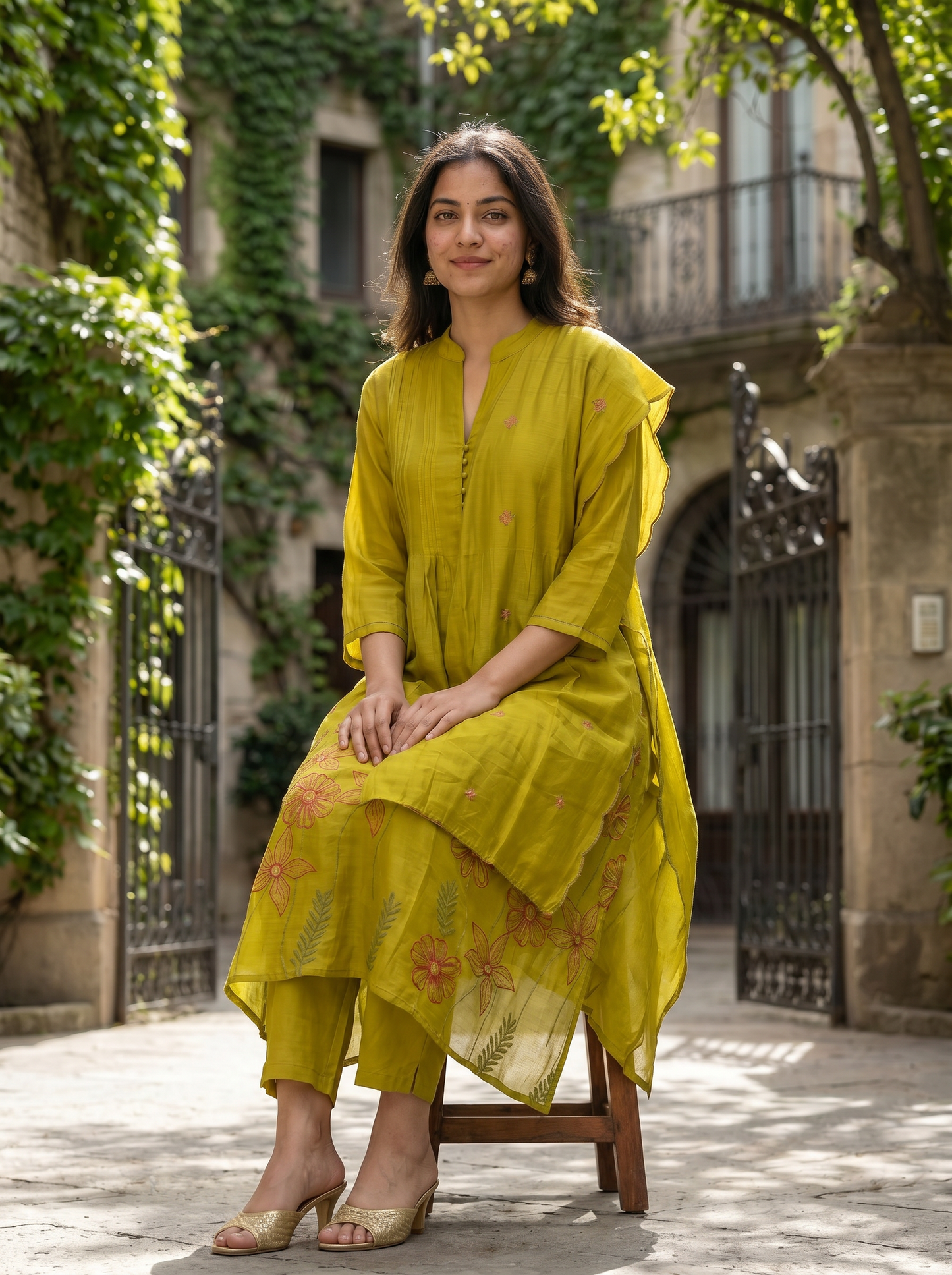Lime Green kurta set with Dupatta 13036