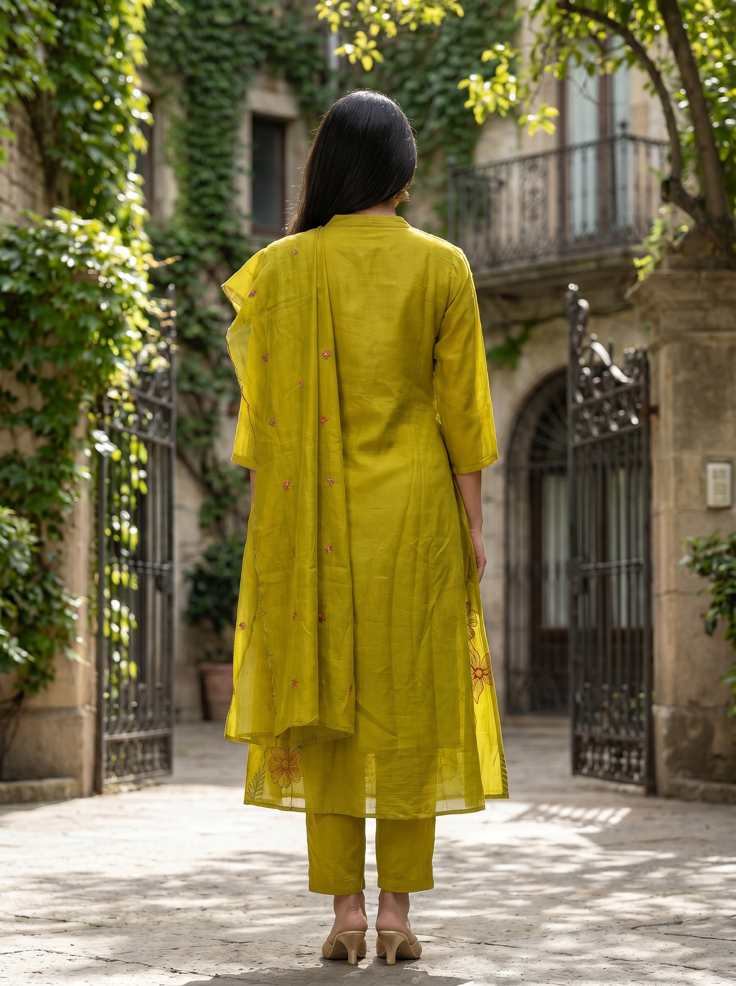 Lime Green kurta set with Dupatta 13036