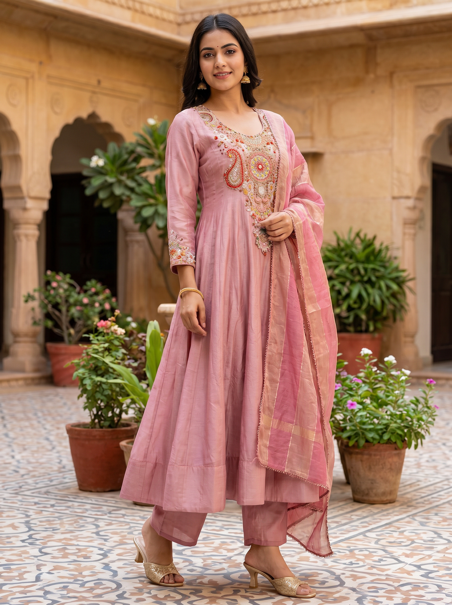 Young Rose Straight Kurta with Trousers & Dupatta SE363249-3