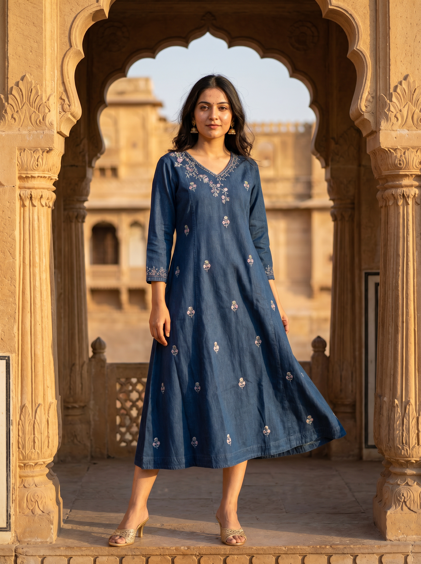 Graceful Deep Blue Kurta 9845-4