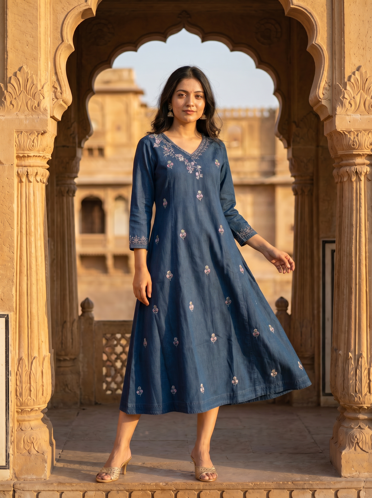 Graceful Deep Blue Kurta 9845-4
