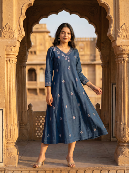 Graceful Deep Blue Kurta 9845-4