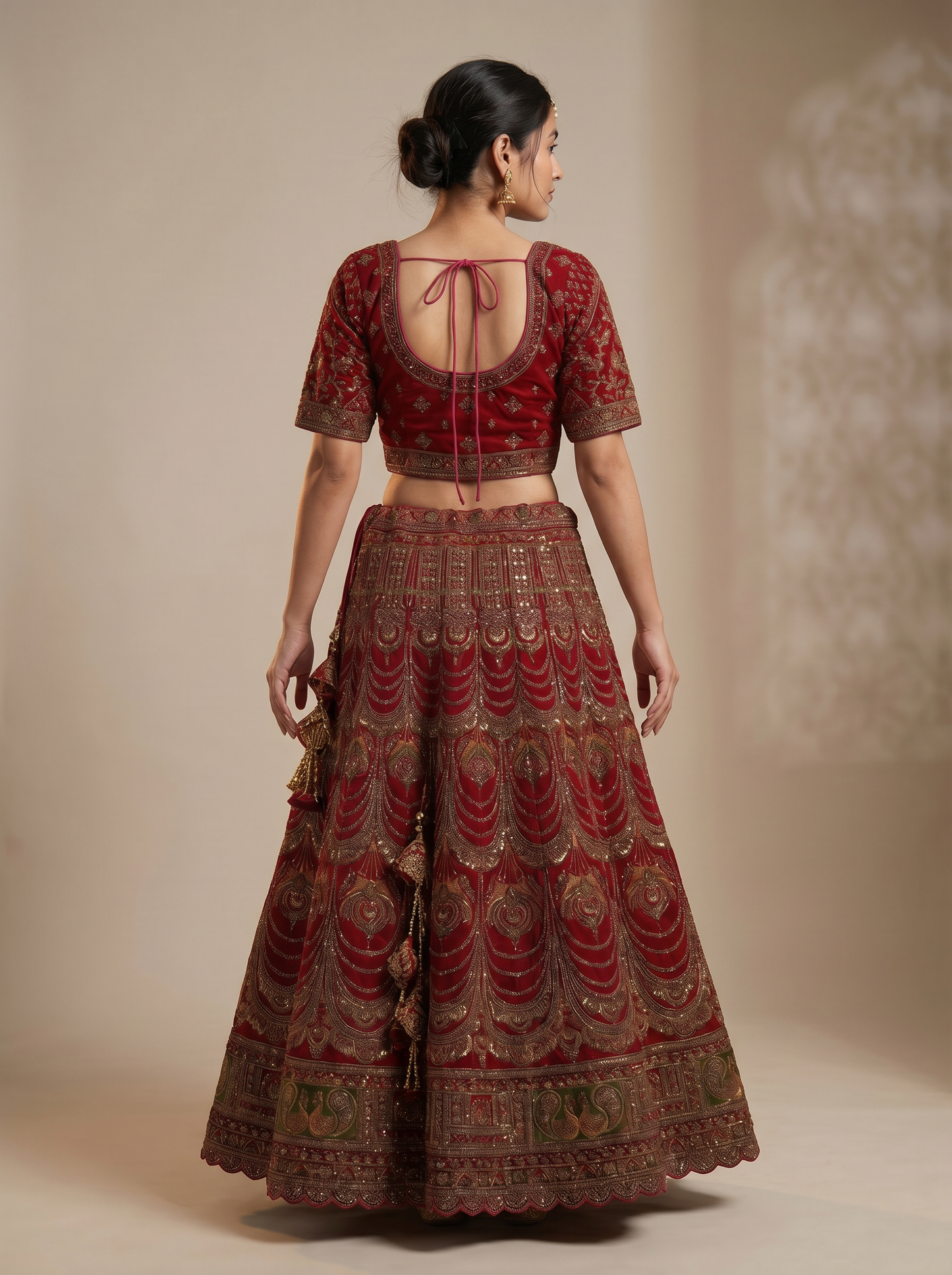 Royal Velvet & Zari Embroidered Lehenga Set  SE280911
