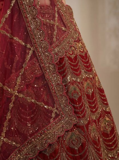 Royal Velvet & Zari Embroidered Lehenga Set  SE280911