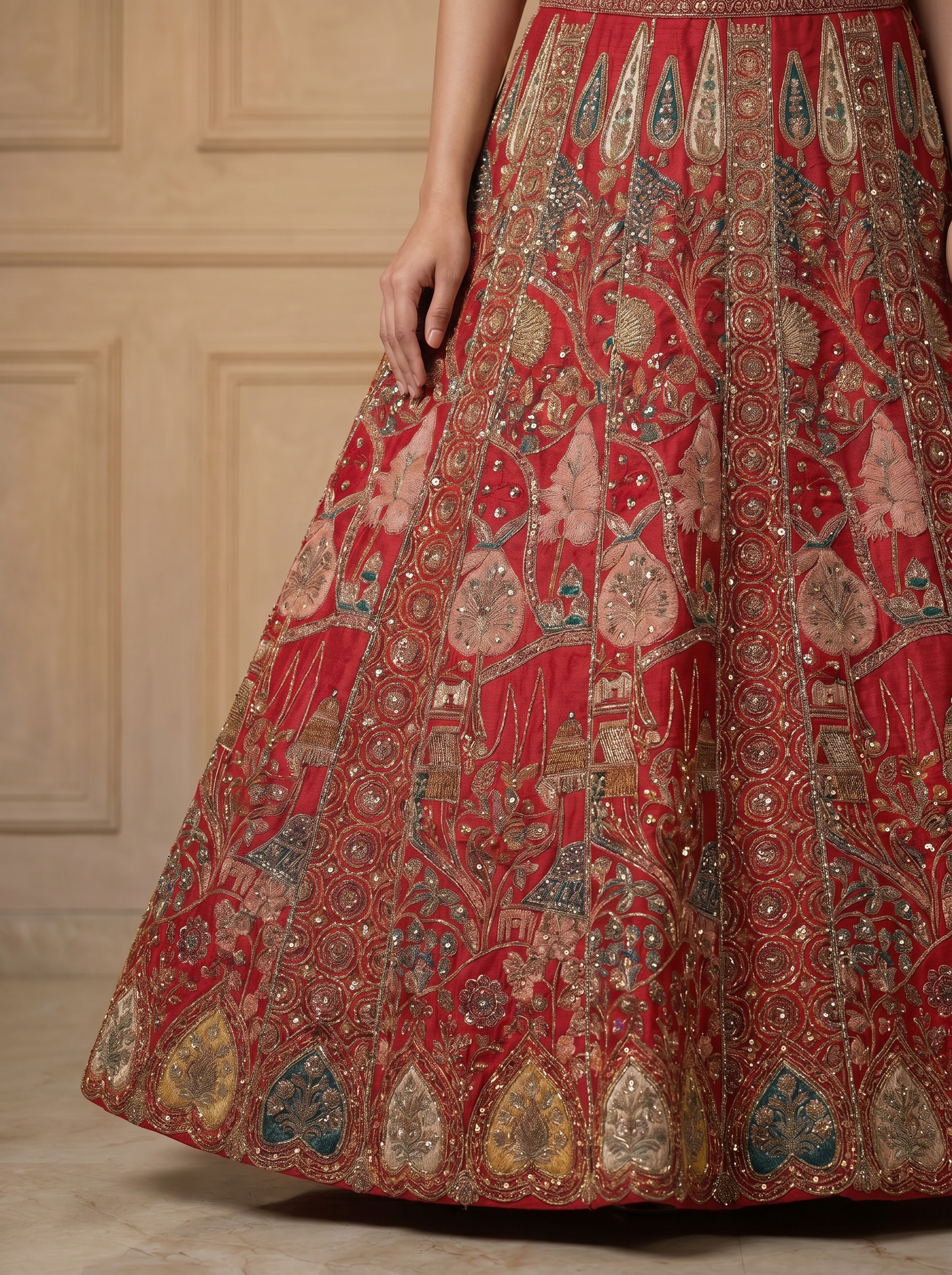 Crimson Heritage Zardosi Bridal Lehenga Set