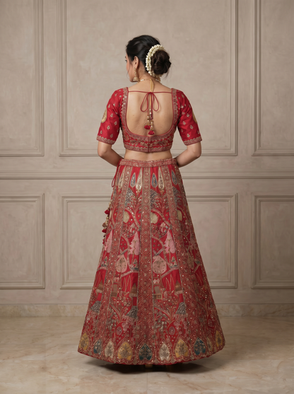 Crimson Heritage Zardosi Bridal Lehenga Set
