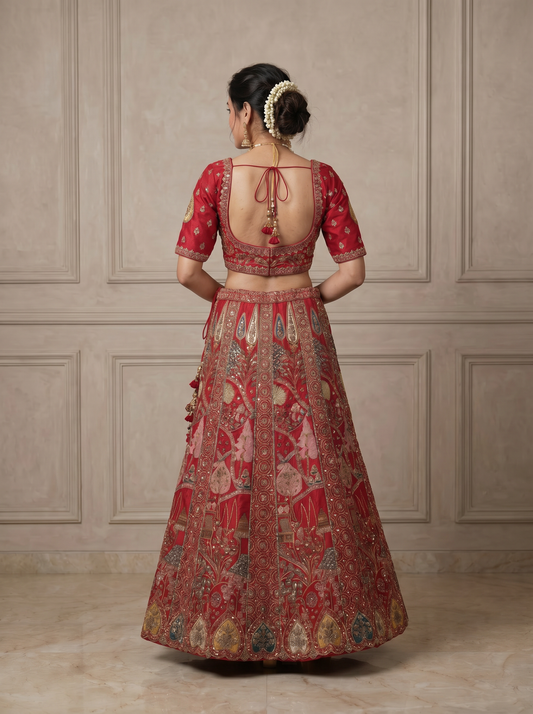Crimson Heritage Zardosi Bridal Lehenga Set
