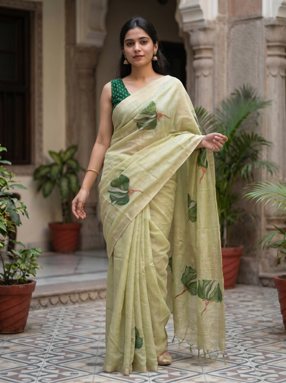Ivory colored Chiffon saree