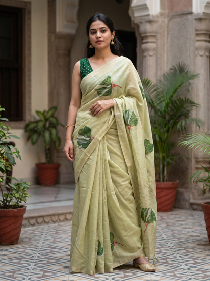 Ivory colored Chiffon saree
