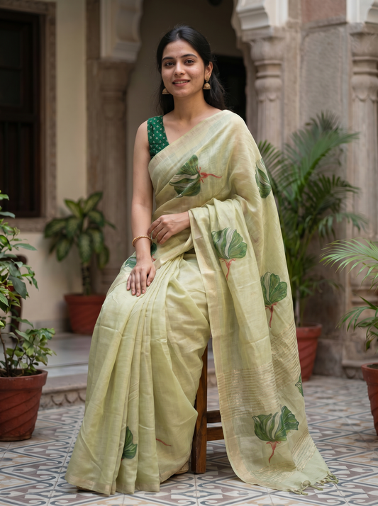 Ivory colored Chiffon saree