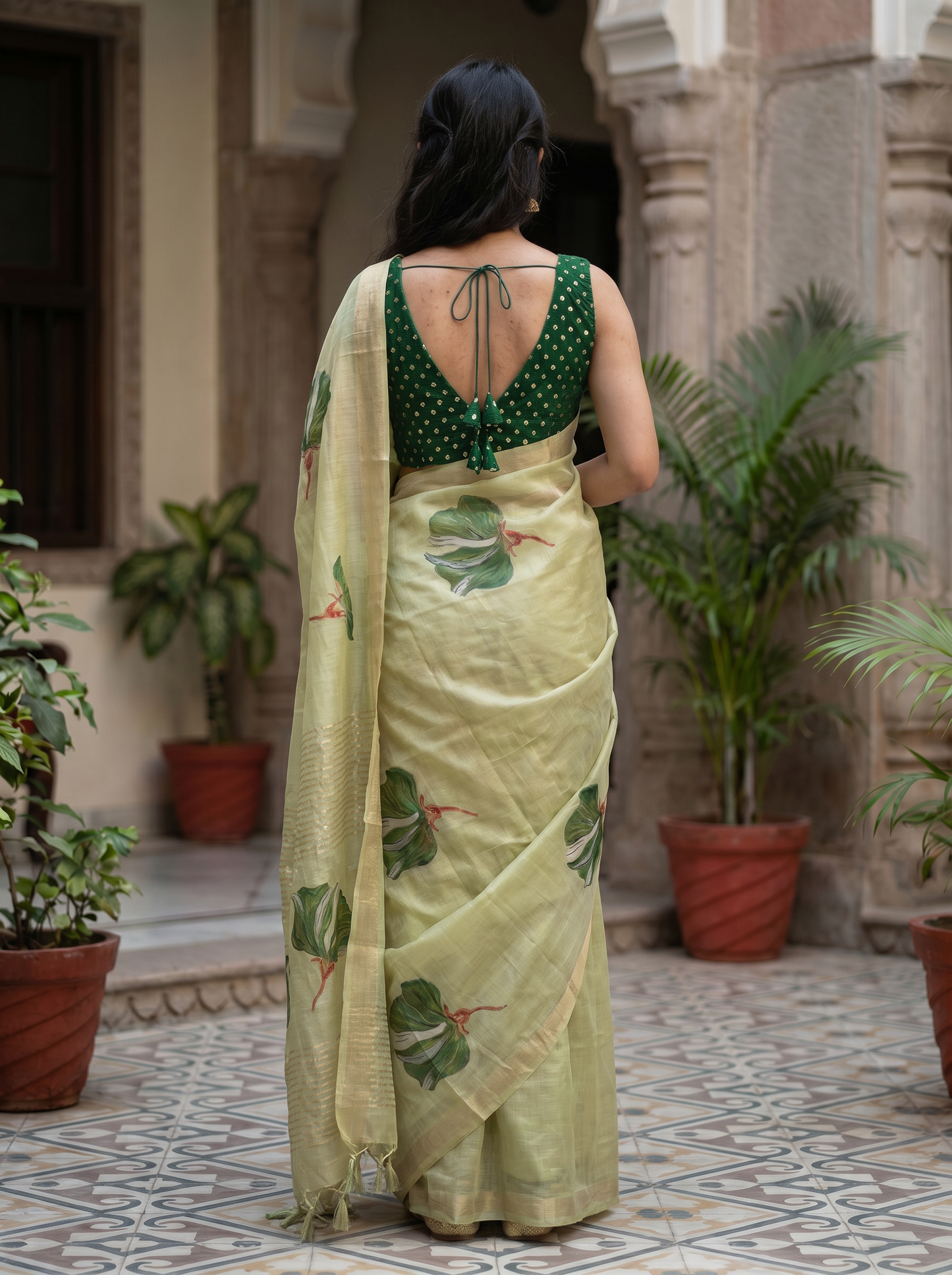 Ivory colored Chiffon saree