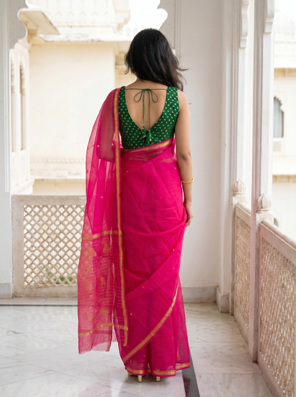 Rani Chiffon saree Pure Chanderi