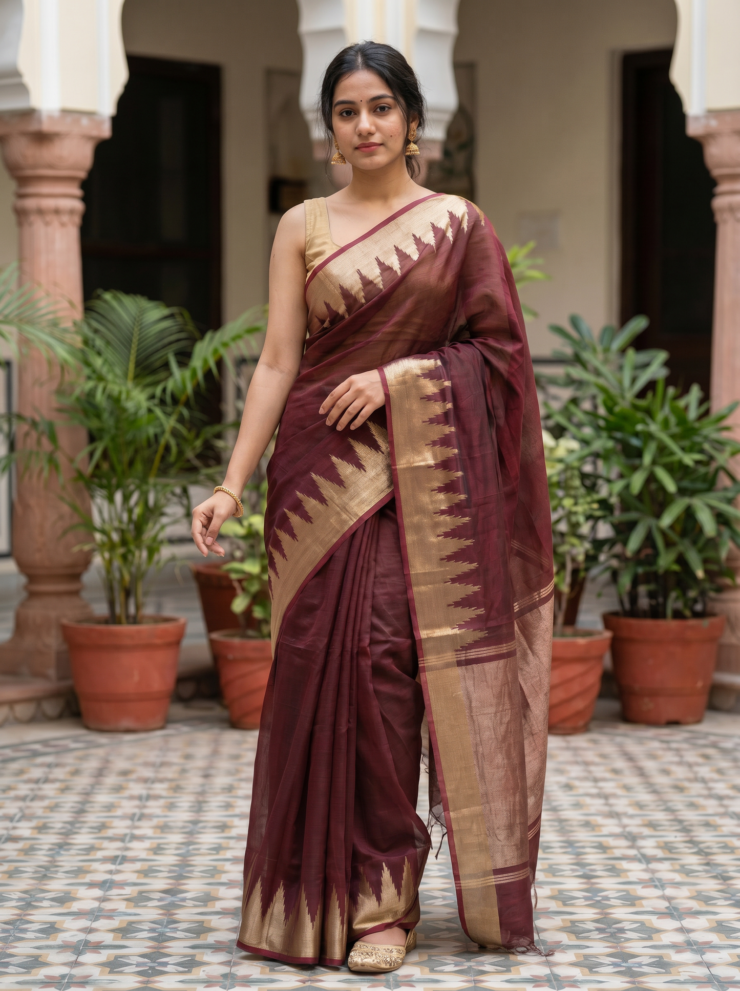 Copper Brown Cotton saree  AMRA 94959-16
