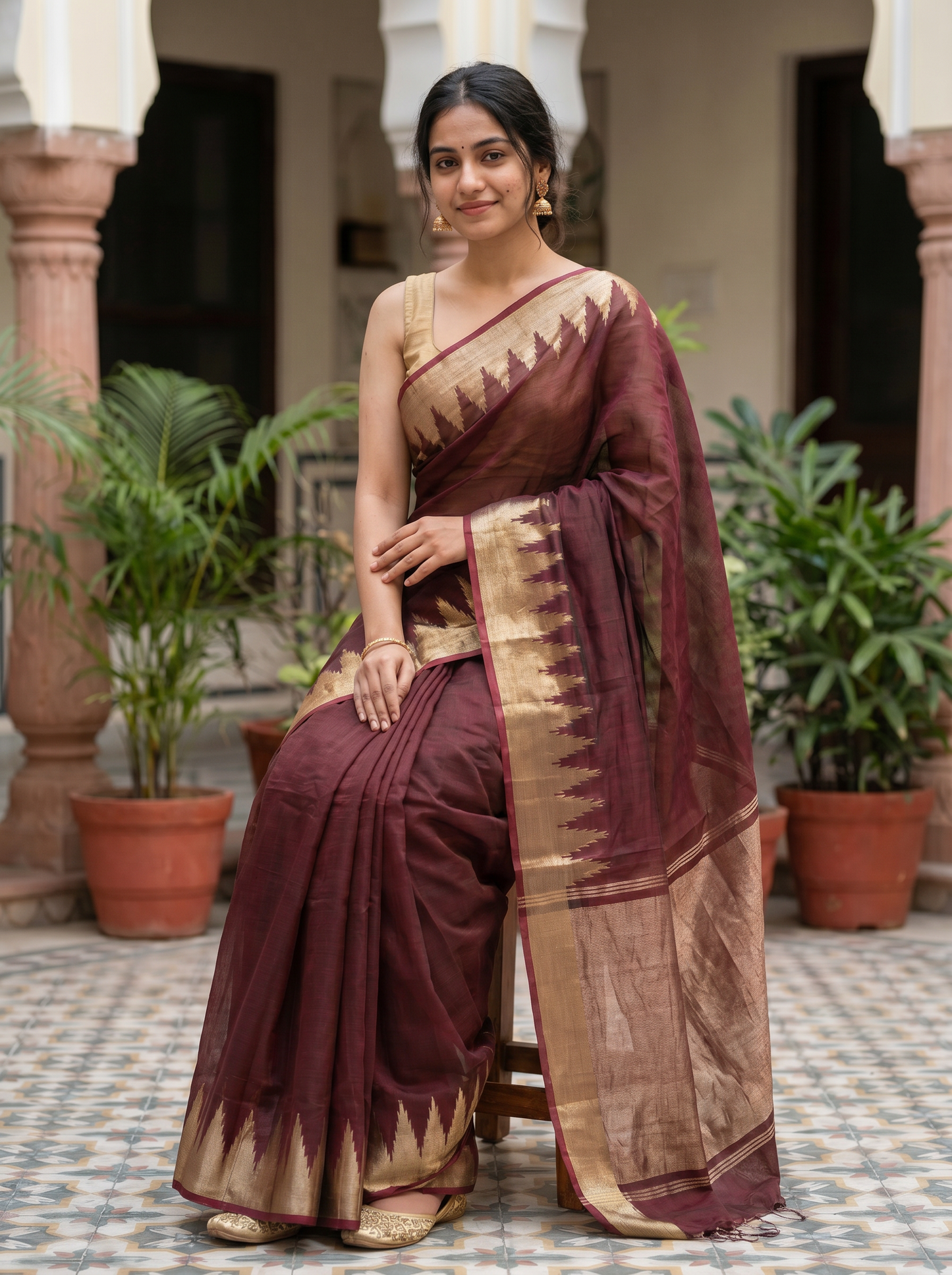 Copper Brown Cotton saree  AMRA 94959-16