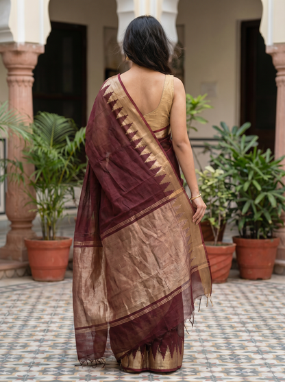 Copper Brown Cotton saree  AMRA 94959-16